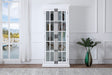 Lucinda 75" Tall Bookshelf Cabinet with Dual Glass Door Display - front view