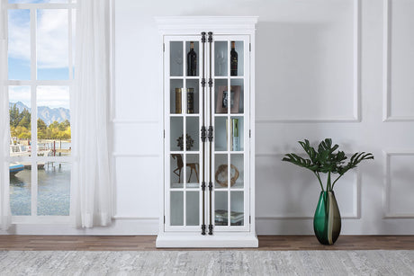 Lucinda 75" Tall Bookshelf Cabinet with Dual Glass Door Display - front view