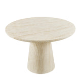 Vyn 48" Modern Round Dining Table Concrete Tavertine Finish - angle view