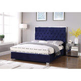 Natasha Velvet Platform Bed, King in Blue