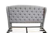 Yvette Upholstered Tufted with Wingback Platform Bed King in Grey - angle view