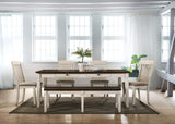 Transitional Wood Dining Bench BELLECB in Cream - front view