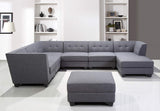 Vendome Fabric Upholstered Modular Armless Chair in Gray - detail view