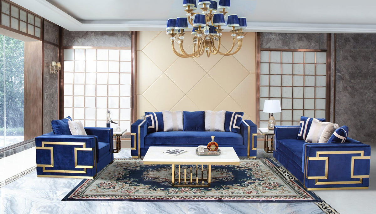 Lawrence Blue Sofa & Loveseat Set — product view 5