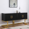 Tommy Contemporary High Gloss Lacquer Sideboard/Buffet with Gold Handles in Black - front view - Black
