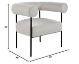 Melvin Contemporary Boucle Fabric Accent Black Legs, 1 Chair in Cream - side view