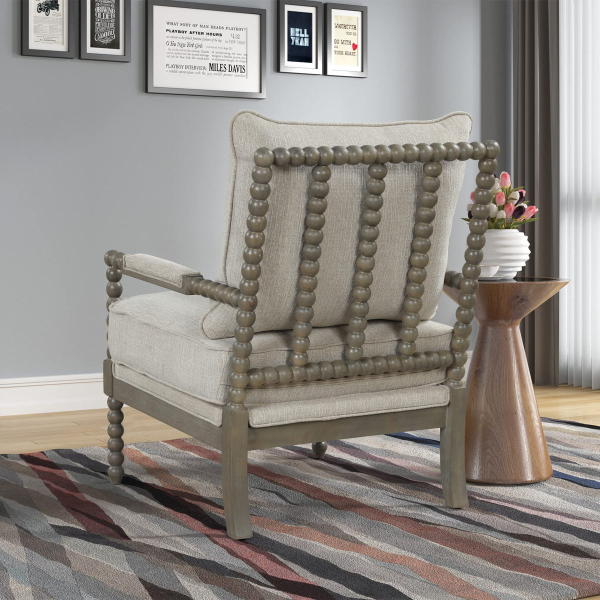 Hanako Accent Chair in Beige And Antique Grey - room setting