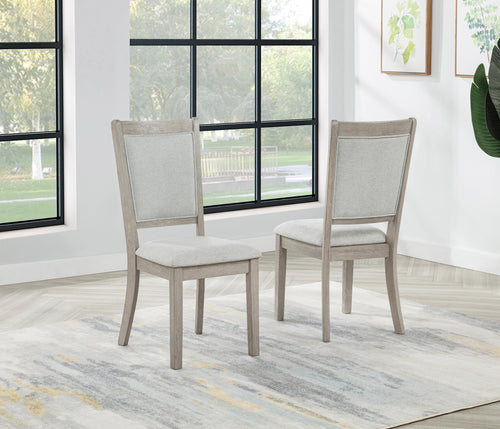 Timbria Transitional Dining Chairs with Cushioned Seat and Back - Set of 2, Oak Wood Frame with Gray Polyester Upholstery for Kitchen or Dining Room