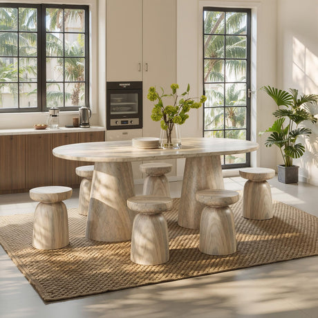Vyn 78" Modern Oval Dining Table Concrete Tavertine Finish - front view