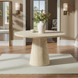 Vyn 48" Modern Round Dining Table Concrete Tavertine Finish - front view