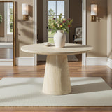 Vyn 48" Modern Round Dining Table Concrete Tavertine Finish - front view