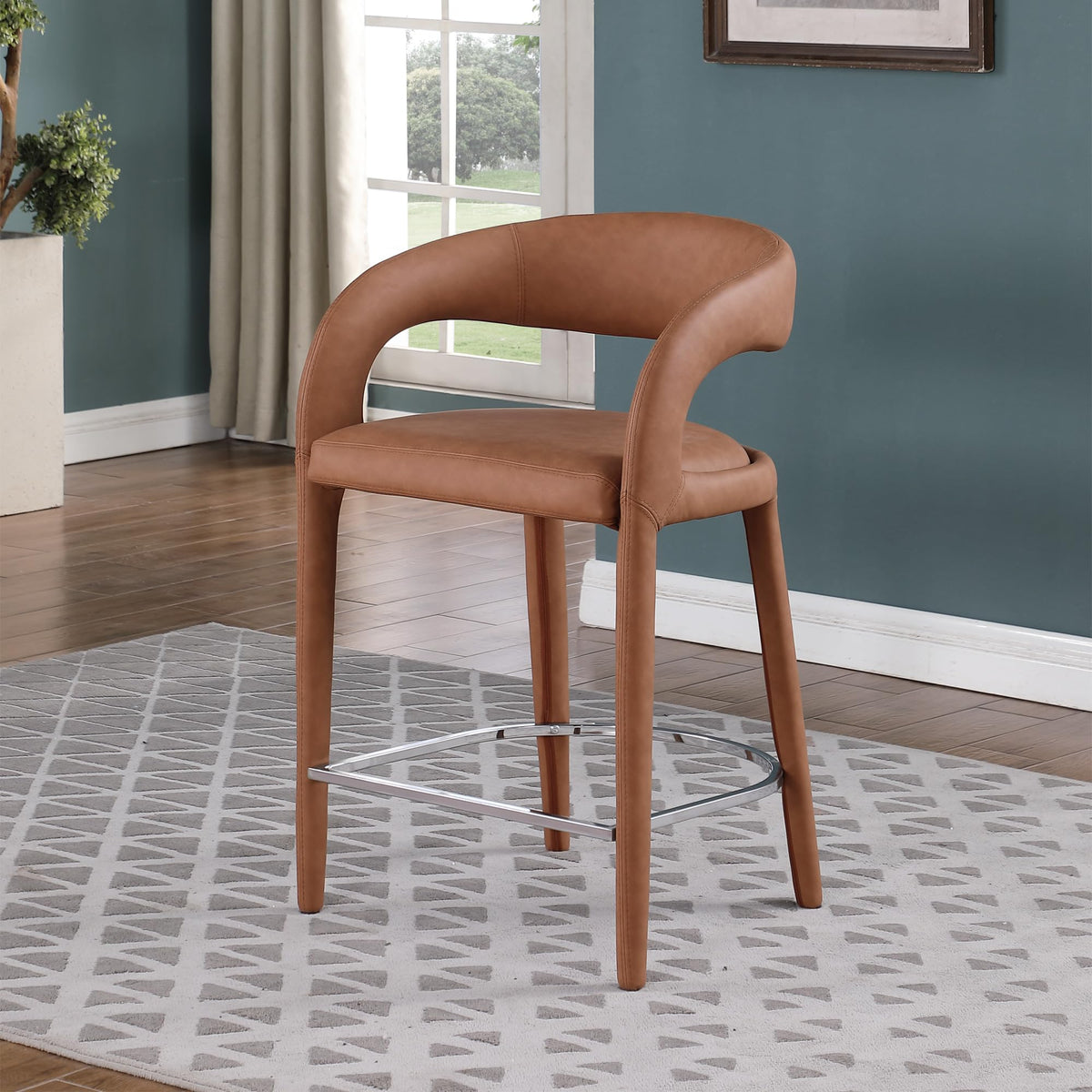 Conan Counter Stool in Cognac - angle view - Cognac