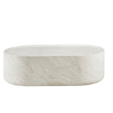 Vyn 52" Oval Coffee Table Concrete Travertine Finish, Modern Organic Large Drum Center Table in… - angle view