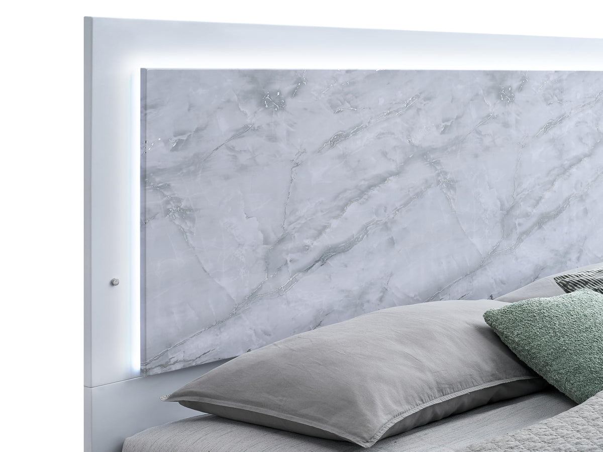 Luna 88.5" California King Bed Frame, White Lacquered Gloss - angle view