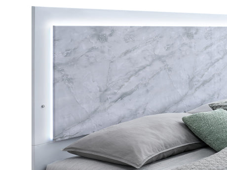 Luna 88.5" California King Bed Frame, White Lacquered Gloss - angle view
