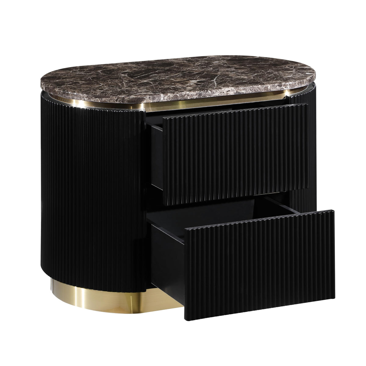 Trandell 22" High Modern Glam Faux Marble Top Nightstand - room setting