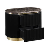 Trandell 22" High Modern Glam Faux Marble Top Nightstand - room setting