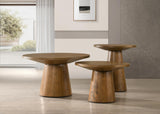 Terra 20" Round Pedestal Console Table in Walnut - angle view