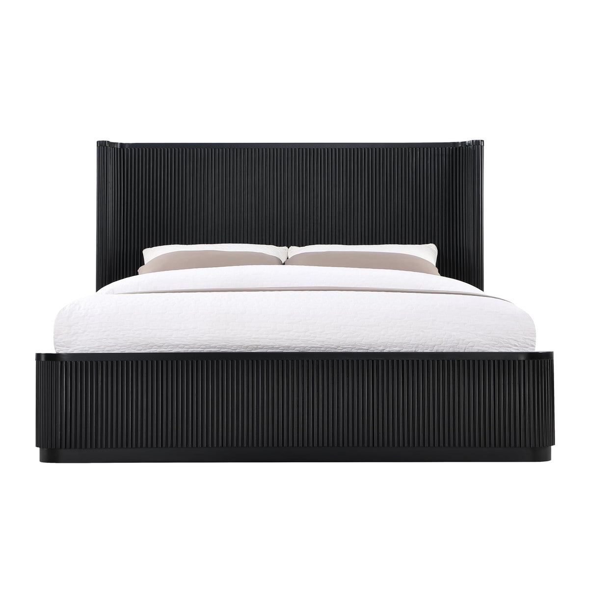 Quintet 89" Long Modern Fluted Platform Queen Bed Frame - side view