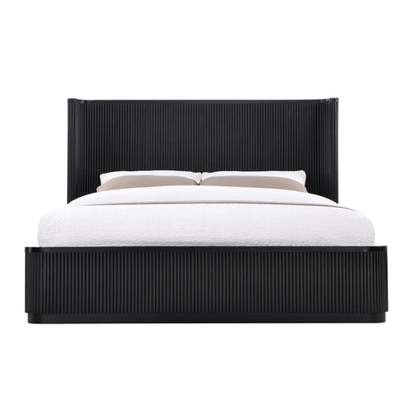 Quintet 89" Long Modern Fluted Platform Queen Bed Frame - side view