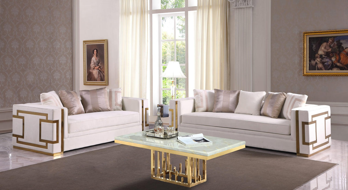 Lawrence Cream Sofa & Loveseat Set — collection view; check selected pieces