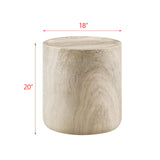 Vyn 18" Round End Table Concrete Travertine Finish, Modern Organic Drum Side Table in Cinnamon - side view