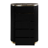 Trandell 51" High Modern Glam Faux Marble Top 5-Drawer Chest - back view