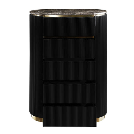 Trandell 51" High Modern Glam Faux Marble Top 5-Drawer Chest - back view