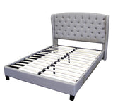 Yvette Upholstered Tufted with Wingback Platform Bed King in Grey - side view