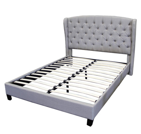 Yvette Upholstered Tufted with Wingback Platform Bed King in Grey - side view