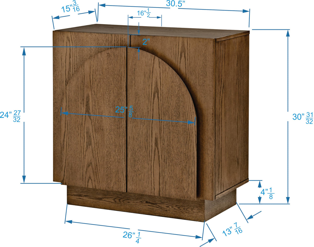 Questa 31" Scandinavian Mid Century 2-Door Wood Grain Cabinet - side view