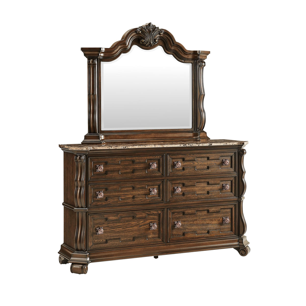 Belvedere 5-Piece Traditional Classical Bedroom Furniture Set, California King, 86" Platform Bed… - back view