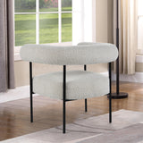 Melvin Contemporary Boucle Fabric Accent Black Legs, 1 Chair in Cream - room setting