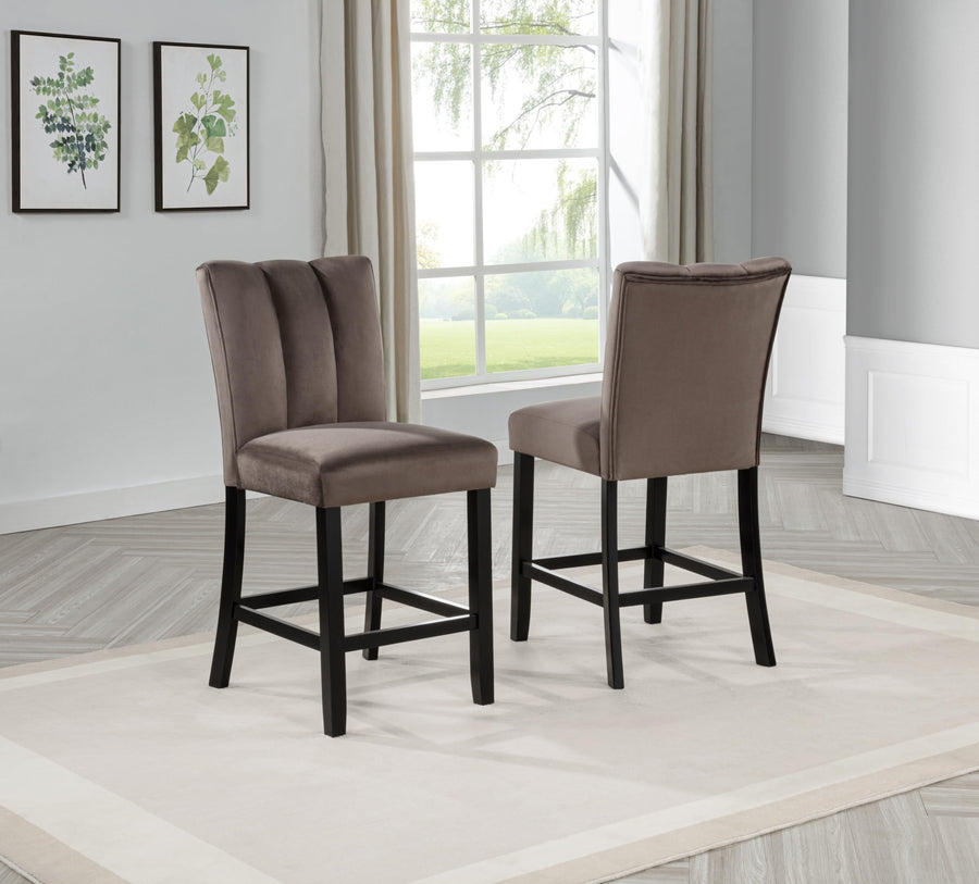 Sheridan Velvet Counter Height Dining Chairs - Set of 2 in Cedar Brown