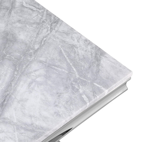 Chihiro Contemporary Grey Rectangular Stone Console Table in Silver - detail view