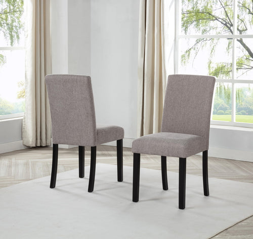 Yvonne Transitional Upholstered Fabric Parson Dining Chairs - Set of 2, Modern Kitchen or Dining Room Chairs in Grey