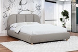 Ctasia Queen Burlap Bed Frame with 40" Rounded Headboard, Low Profile in Light Tan - front view