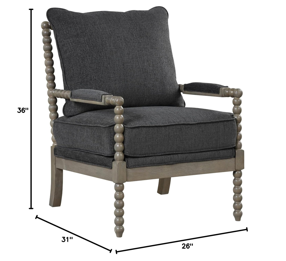 Hanako Accent Chair in Charcoal And Antique Grey - side view