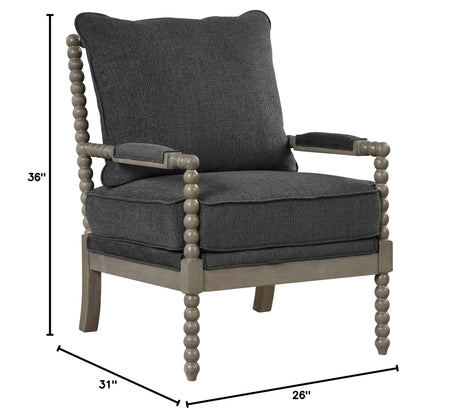 Hanako Accent Chair in Charcoal And Antique Grey - side view