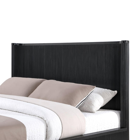 Quintet 89" Long Modern Fluted Platform Eastern King Bed Frame - close-up