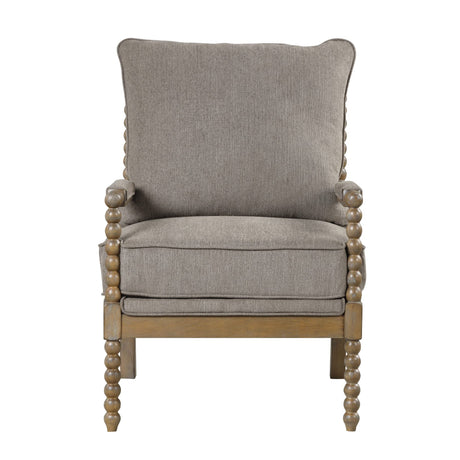 Hanako Accent Chair in Taupe And Natural Oak - detail view