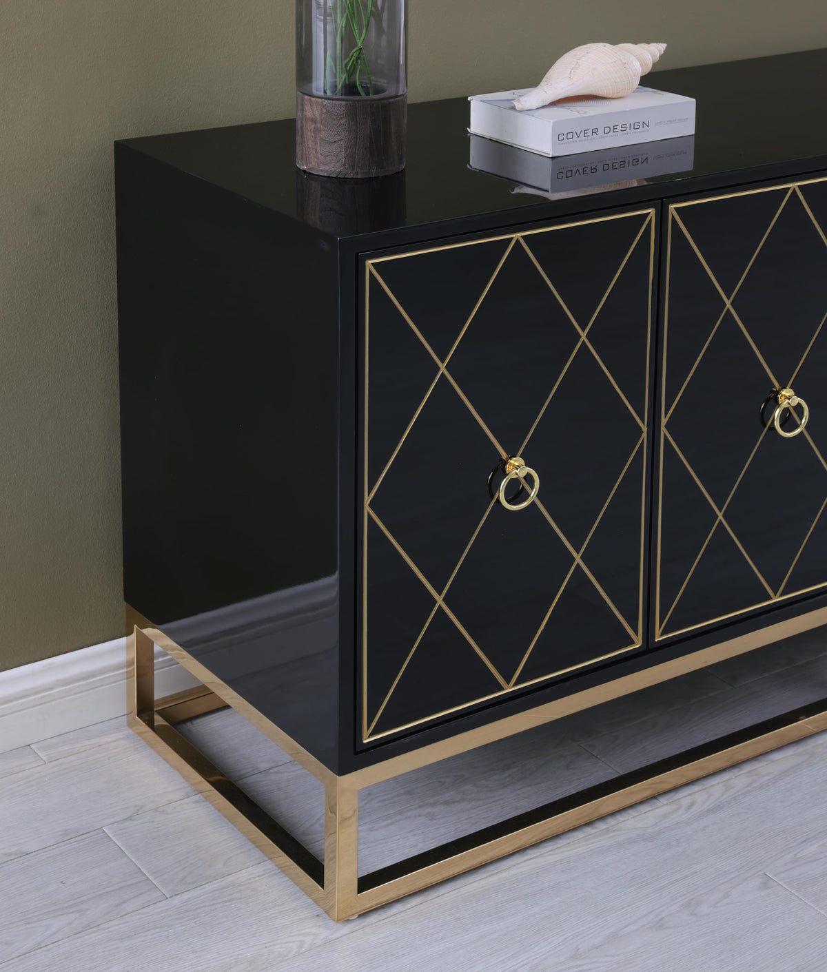 Tabitha 64" Modern Lacquer Sideboard Buffet Cabinet - front view
