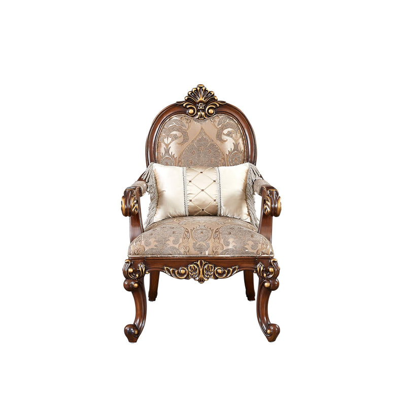 Madelyn 30" Traditional Regal Arm Chair, Ornate Carved Cabriole Legs in Cherry Finish