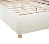 Ctasia Queen Burlap Bed Frame with 40" Rounded Headboard, Low Profile in Ivory - room setting