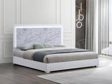 Luna 84.5" Queen Bed Frame, White Lacquered Gloss - close-up