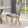 Leona Contemporary Velvet Royal Dining Chair with X-Shaped Gold Legs - front view