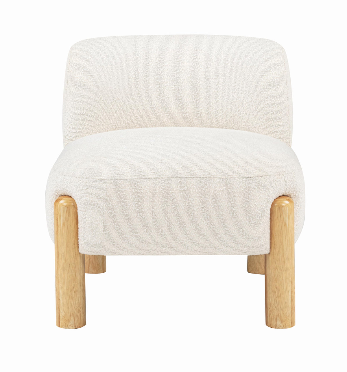 Calisto Modern Scandinavian Accent Chair, Cream Burlap Upholstery in White - detail view