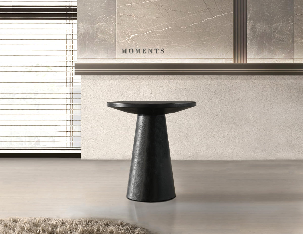 Terra 20" Round Pedestal Console Table in Ebony Black - front view - Ebony Black