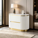 Trandell 22" High Modern Glam Faux Marble Top Nightstand - front view