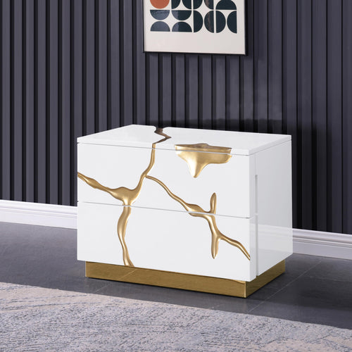 Trevello Modern Contemporary High-Gloss Lacquered Right Nightstand - White
